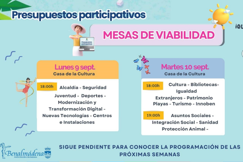 Benalmádena retoma el proceso de Presupuesto Participativo e inicia este lunes las primeras Mesas de Viabilidad