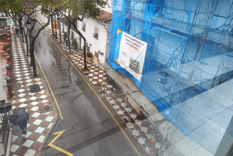 Las fuertes lluvias del fin de semana afectan a las obras del edificio anexo al Ayuntamiento de Benalmádena